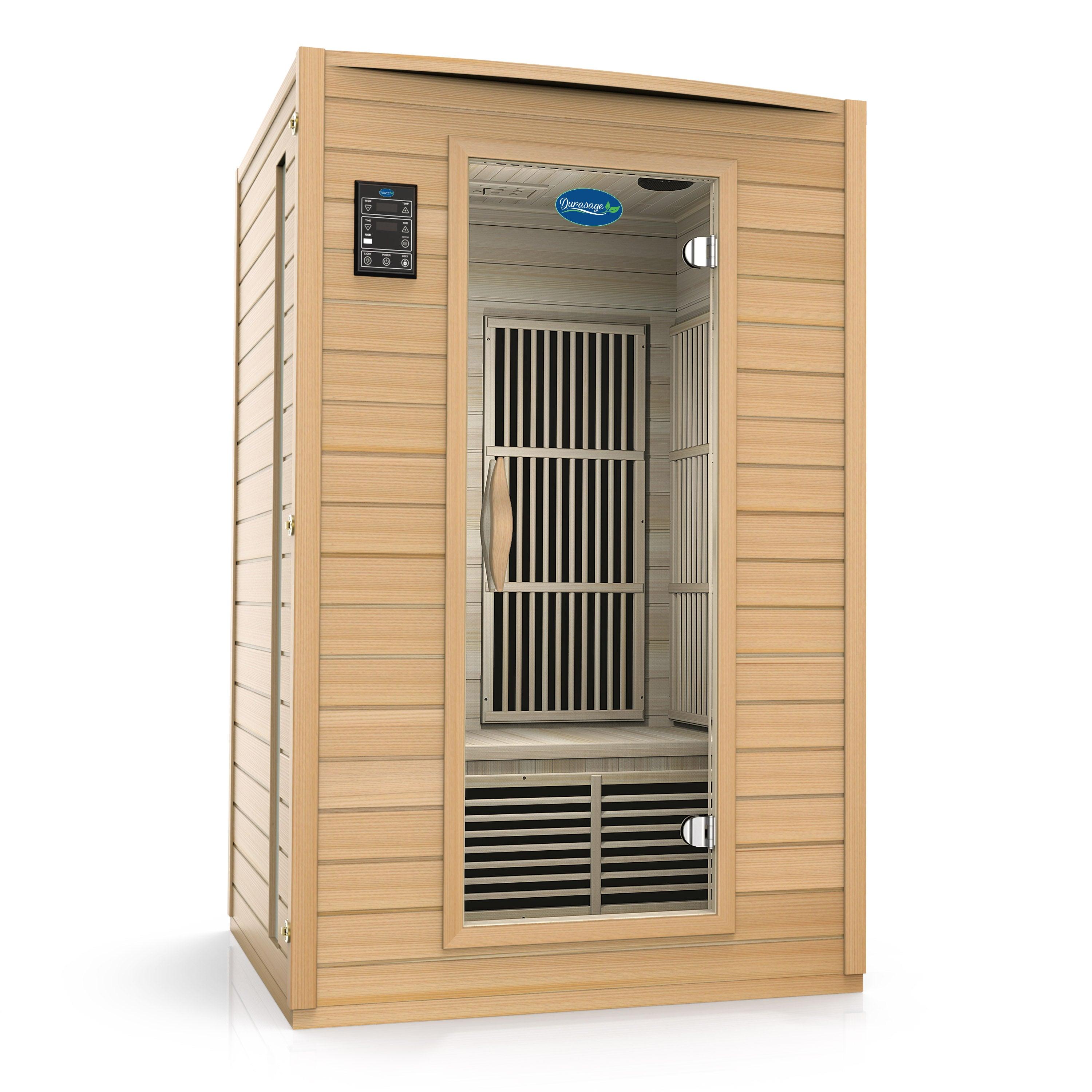 2-Person Carbon Infrared Sauna - Canadian Hemlock Wooden Sauna - 1700 Watts - Bluetooth, FM Radio & USB Input - Prime Spot Saunas