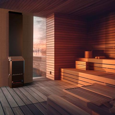 Saunum Air 5 Sauna Heater – 4.8kW Electric Heater with Climate Equalizer (Black Finish)