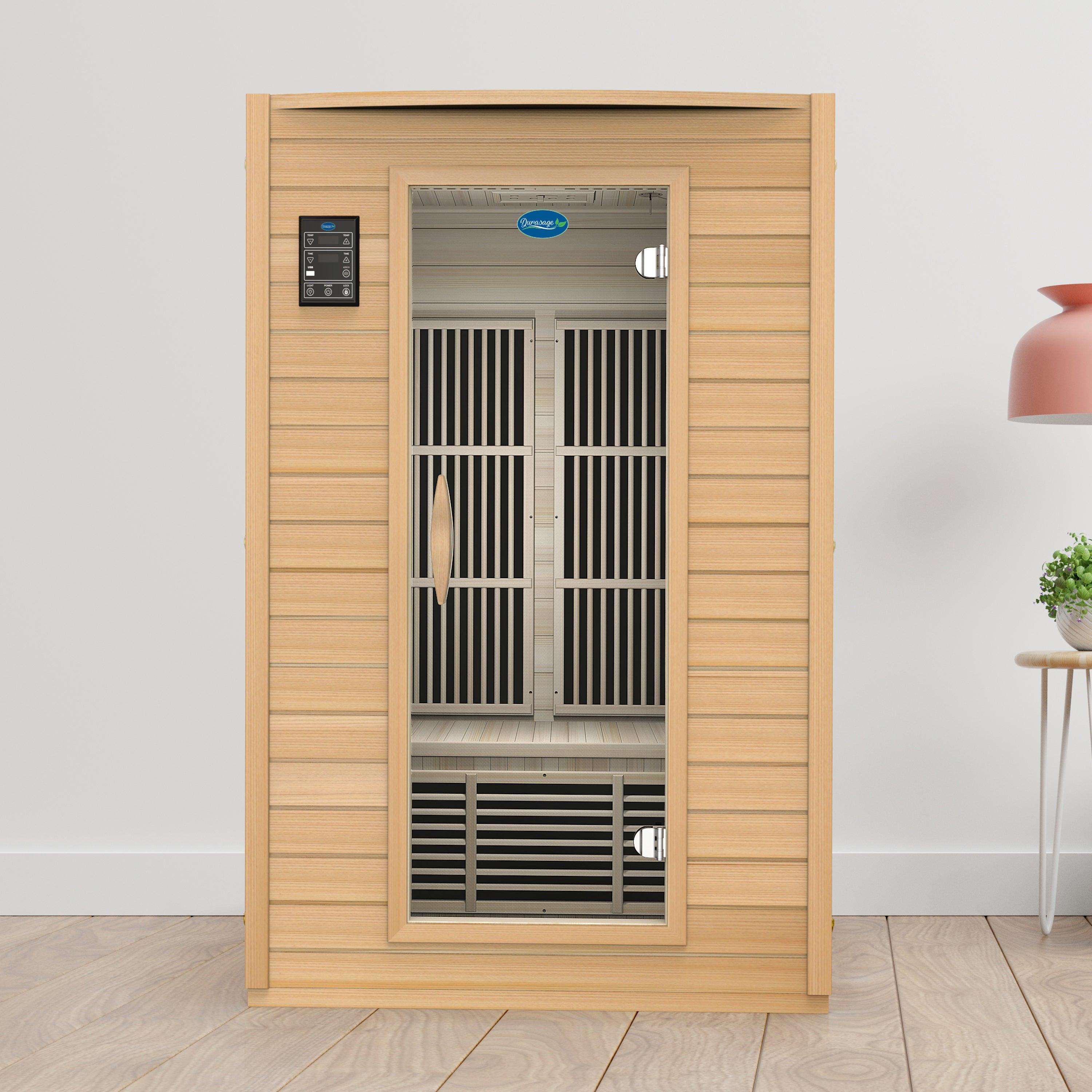 2-Person Carbon Infrared Sauna - Canadian Hemlock Wooden Sauna - 1700 Watts - Bluetooth, FM Radio & USB Input - Prime Spot Saunas