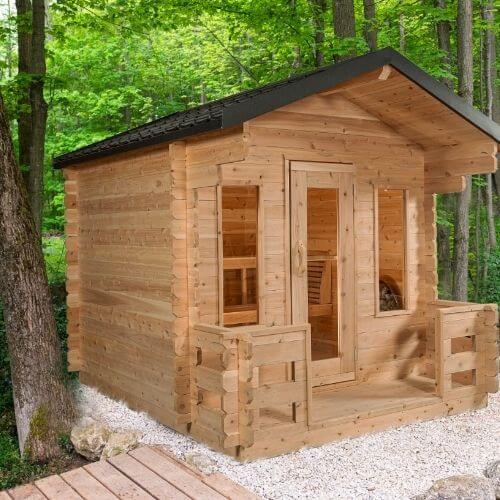 Canadian Timber Georgian Cabin Sauna with Porch - Prime Spot Saunas