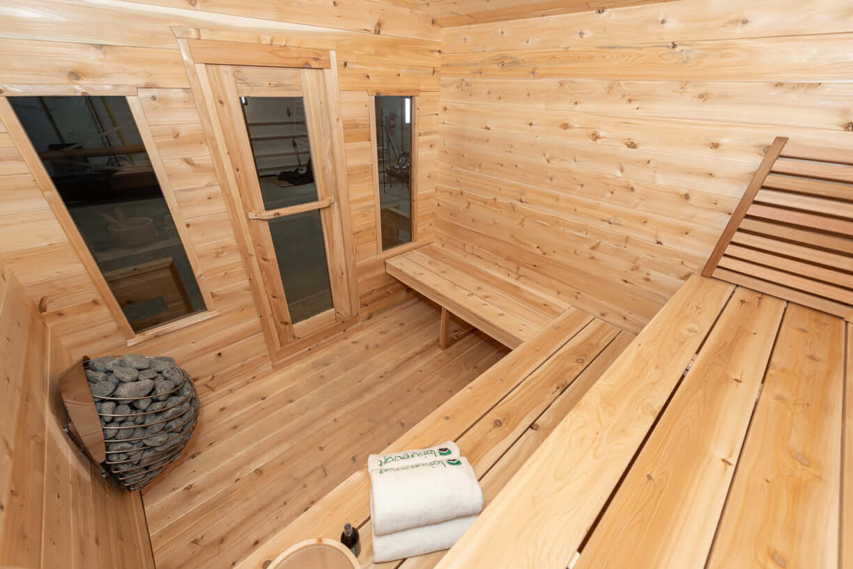 Canadian Timber Georgian Cabin Sauna with Porch - Prime Spot Saunas