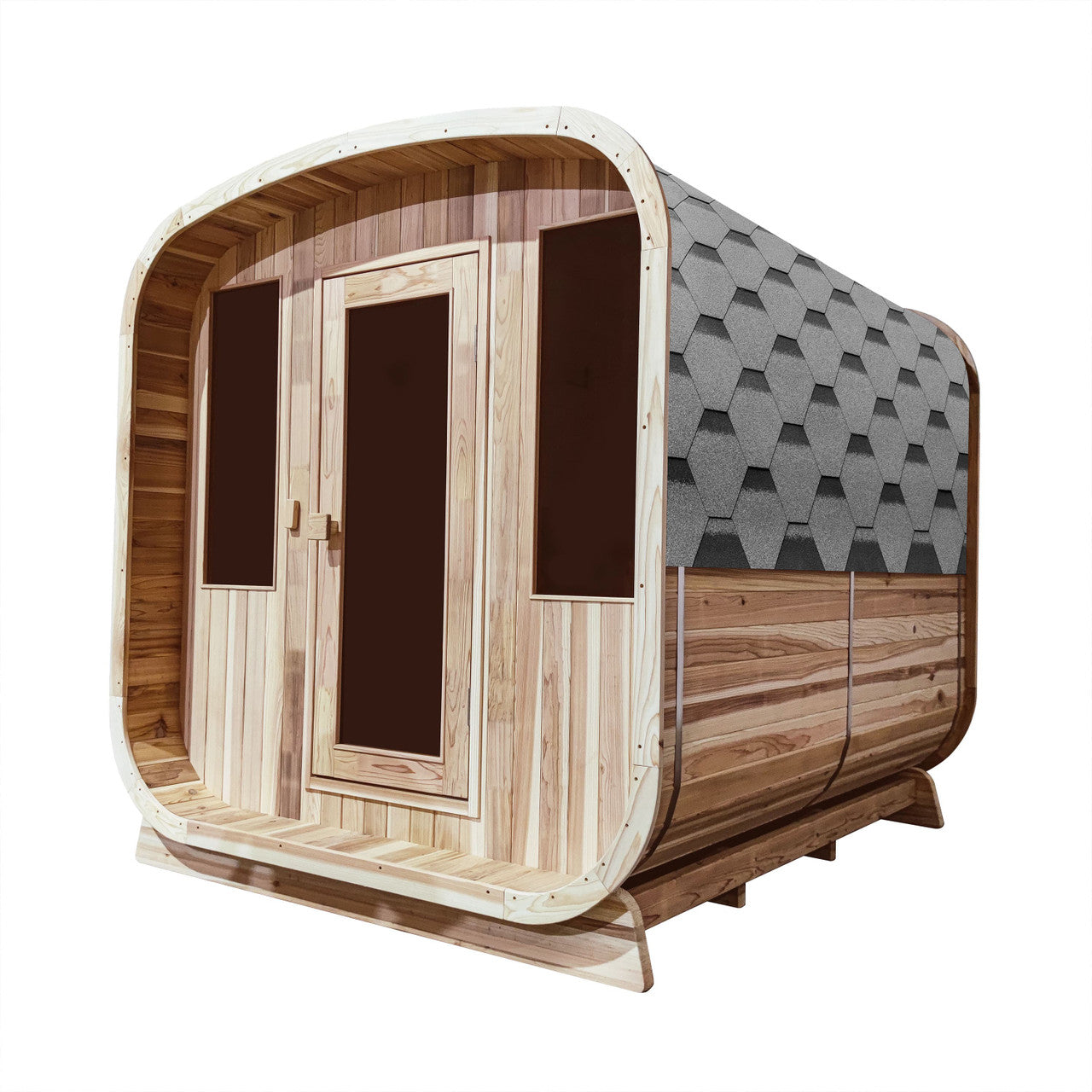 Outdoor Rustic Cedar Square Sauna – 6 Person – 6 kW UL Certified Electric Heater - Prime Spot Saunas