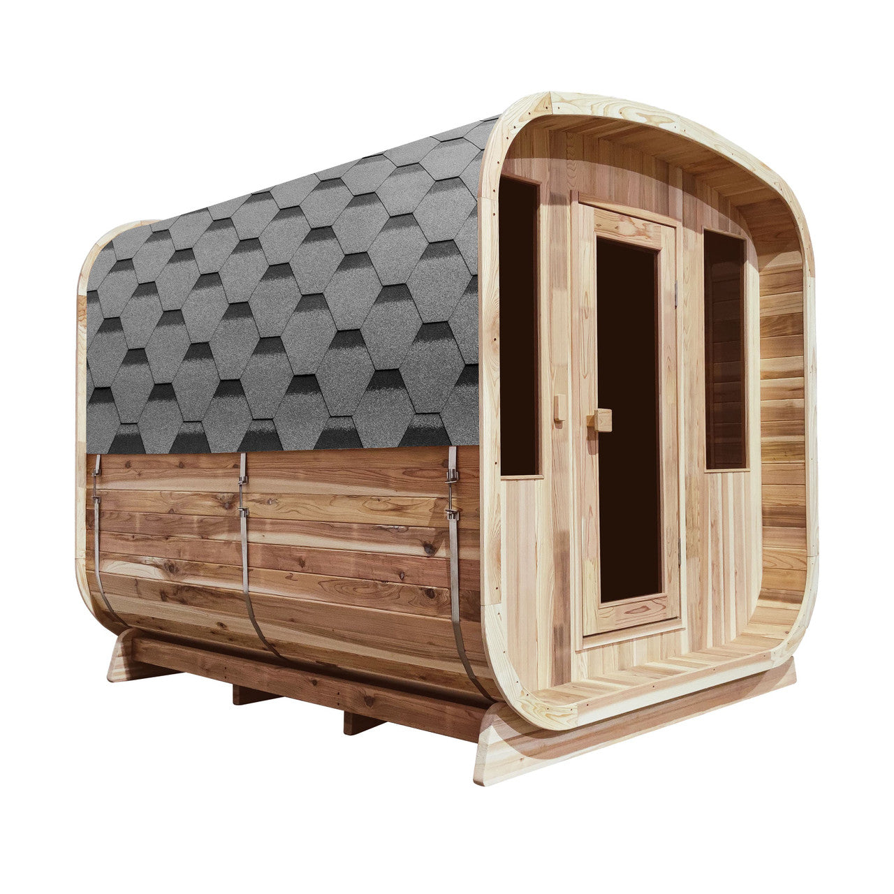 Outdoor Rustic Cedar Square Sauna – 6 Person – 6 kW UL Certified Electric Heater - Prime Spot Saunas