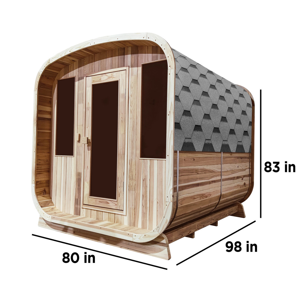 Outdoor Rustic Cedar Square Sauna – 6 Person – 6 kW UL Certified Electric Heater - Prime Spot Saunas