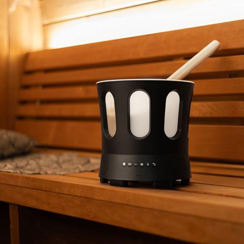 SaunaLife Bluetooth Speaker, Sauna Bucket, with Lights