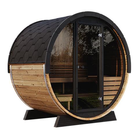 SaunaLife EE8G 6-Person Barrel Sauna With Front Glass