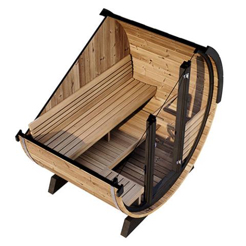 SaunaLife EE6G 4-Person Barrel Sauna with Front Glass